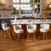 Genpo Swivel Counter Height Bar Stools Set of 4, 24 inch White Leather Kitchen Swivel Counter Stools with Backs, Wood Legs and Footrest, Bar Chairs for Kitchen Island