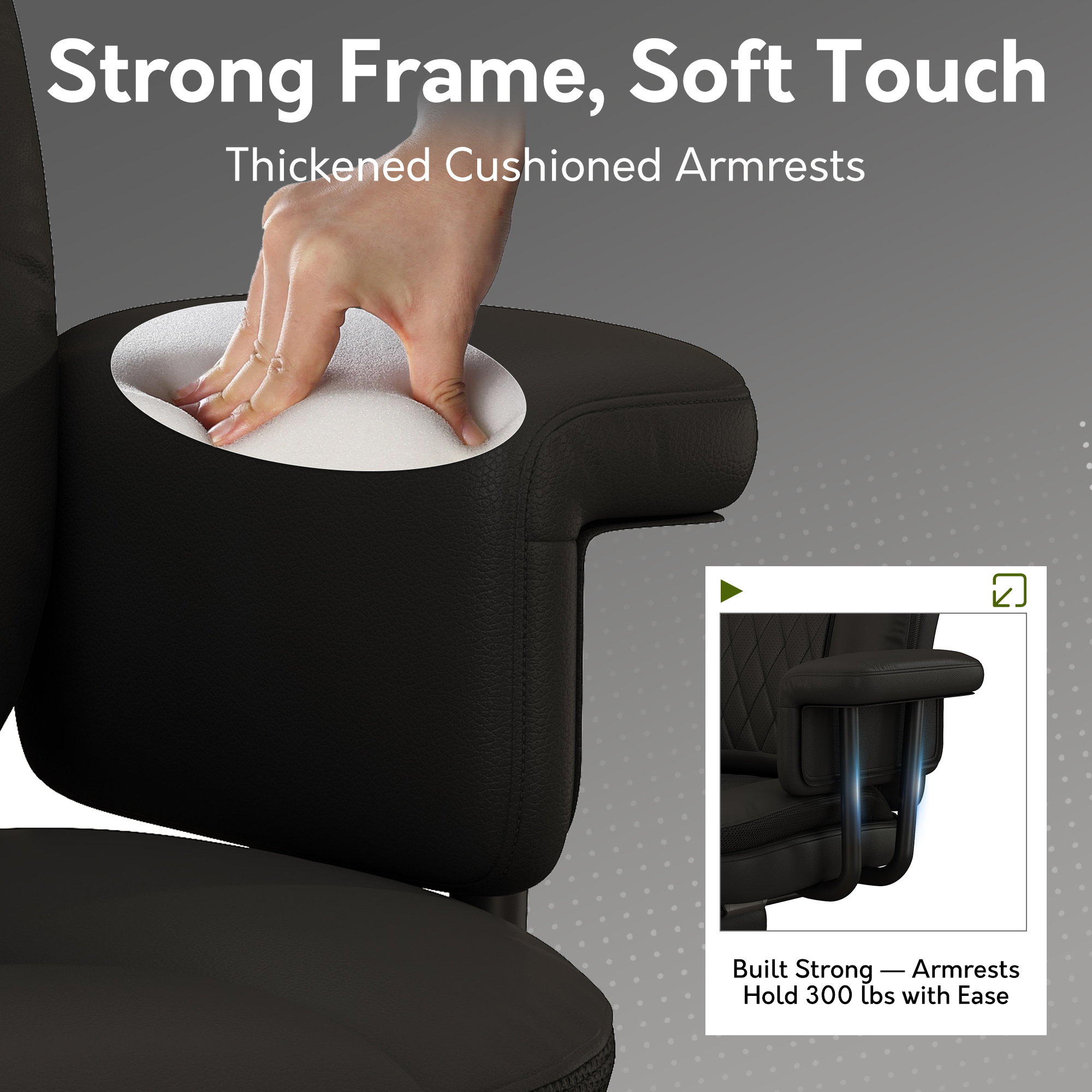 Genpo Reclining Office Chair Big and Tall 400LBS, Executive Office Chair with Footrest, Black Leather Computer Desk Chair with Quiet Wheels, Height Adjustable And Padded Arms - Image 5