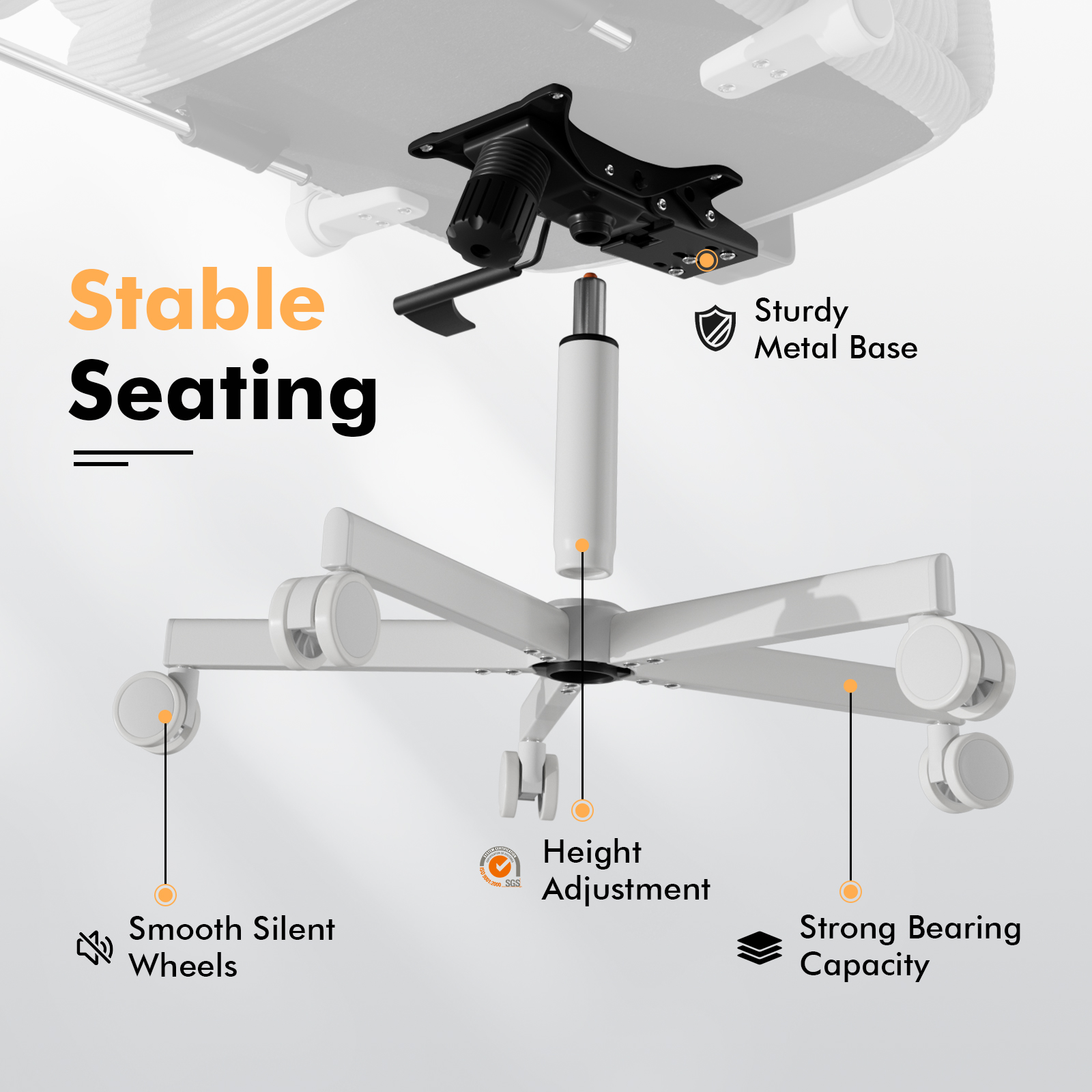 Genpo Criss Cross Chair with Wheels & Flip-up Arms, Executive Office Chair with Foot Rest, Swivel Cross Legged Office Chair, Gray Corduroy Fabric Comfy Computer Desk Chair, Vanity Chair for Home - Image 6
