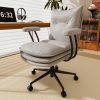 Genpo Gray Leather Computer Desk Chairs 300lbs for Adults, Vanity Chair with Wheels, Padded Arms, Thickened & Widened Back and Seat for Home Office Makeup